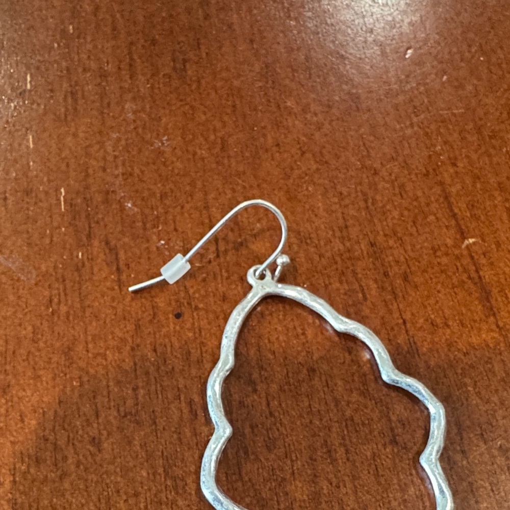 Silver Geometric Dangle Earrings - Picture 5 of 5